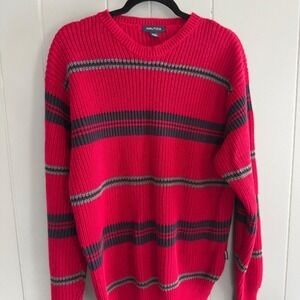 Vintage Nautica Striped Cotton Sweater XL Chunky Knit 90s Prep Retro Sportswear‎